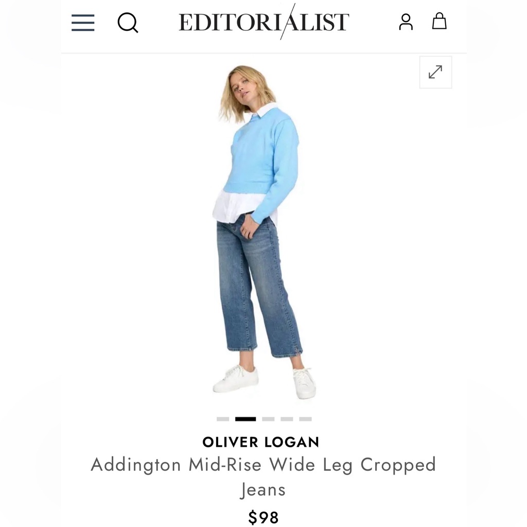 Nwt Oliver Logan Addington Wide Leg Ankle Crop Jeans In Vintage Worn Size 35 — image 2 of 8